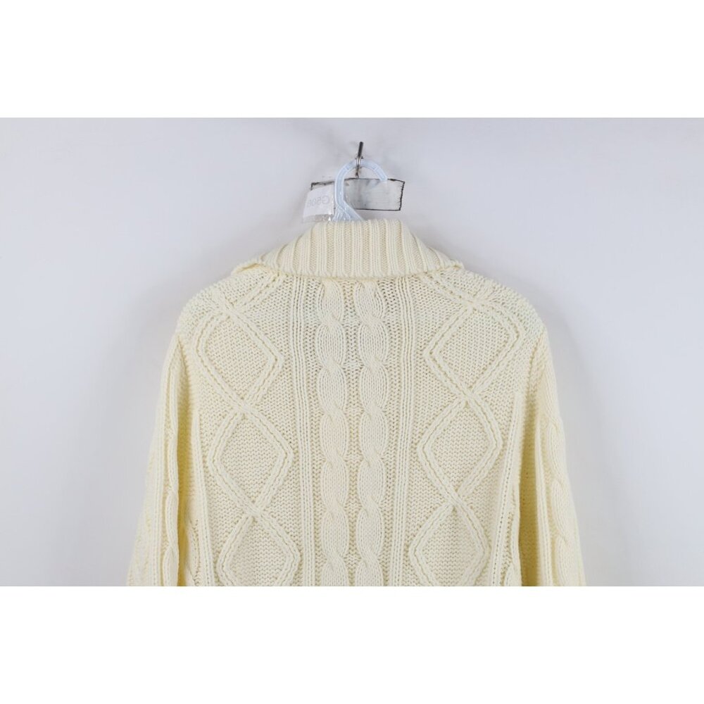 Vintage 70s Streetwear Mens Medium Donegal Fisherman Chunky Cable Knit Sweater - Picture 9 of 10